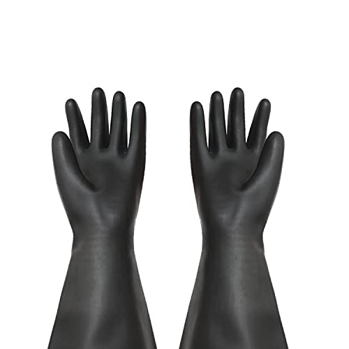 Heavy Duty Sandblasting Gloves Rubber Gloves for Sandblaster Protective Safety Work Black Striped Glove - color: Black 27.5” Gloves