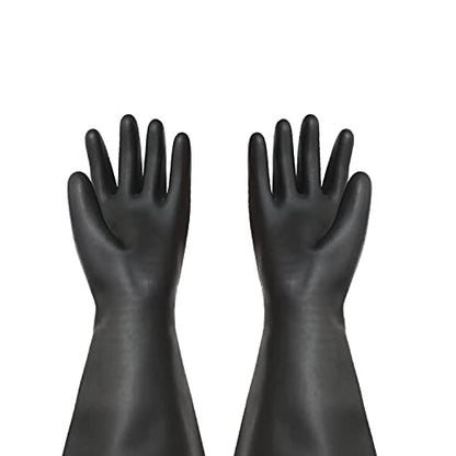 Heavy Duty Sandblasting Gloves Rubber Gloves for Sandblaster Protective Safety Work Black Striped Glove - color: Black 27.5” Gloves