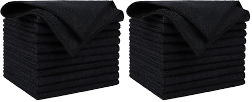 AIDEA Microfiber Cleaning Cloth Black 10PK, Microfiber Towels for Cars, Premium Wash Cloths, Dusting Cloth Lint Free Cleaning Rags for SUVs, House, Kitchen, Window, Cleaning Supplies12×12" (Pack of 2) - color: Black, size: 10PK (Pack of 2)