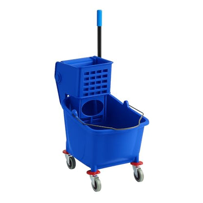 Blue 35-Quart Commercial Mop Bucket with Side-Press Wringer – Heavy-Duty Cleaning System for Restaurants, Hotels, Schools, Offices, and Industrial Floor Maintenance - color: Blue