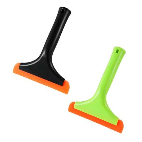 KVAEY 2PCS Small Silicone Window Squeegee, 5.9 Inch Car Windshield Water Blade Squeegee with Non-Slip Handle, All-Purpose Cleaning Squeegee for Car Windshield, Window, Mirror (Black+Light Green) - color: Black+light Green