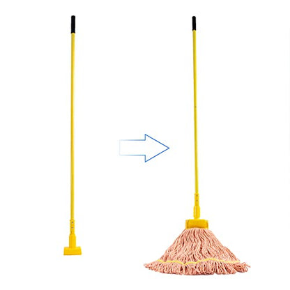 Matthew Cleaning Commercial Quick-Change Fiberglass Mop Handle for Floor Cleaning Heavy Duty Mop Stick Replacement 58inch Jaw Clamp-Style Wet Mop Gripper Holder Handle 6 Packs - color: Small Jaw Clamp -Yellow