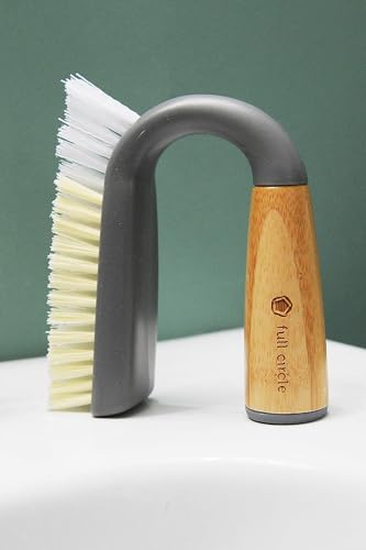 Full Circle Grunge Buster, Grout & Tile Scrub Brush, Recycled Materials, Tough & Durable, Grey - color: Gray, size: Pack of 1, style: Grout & Tile Brush