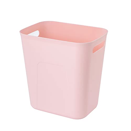 UUJOLY Plastic Small Trash Can Wastebasket, Garbage Container Basket for Bathrooms, Laundry Room, Kitchens, Offices, Kids Rooms, Dorms, 3.5 Gallon, Pink - color: Pink, size: 3.5 Gallon