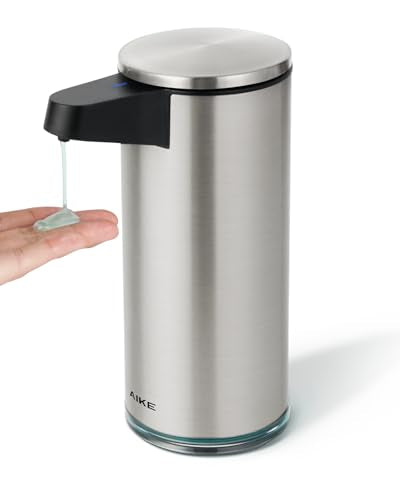 AIKE SensePro Automatic Soap Dispenser Type-C Rechargeable, Brushed Stainless Steel Finish 12.8 fl.oz. for Liquid Soap - color: Brushed Stainless Steel