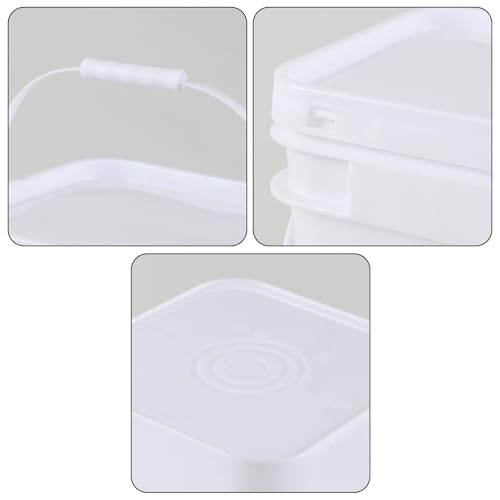 3 Gallon Plastic Square Storage Bucket, 4 Packs Food Grade Buckets with Lid, Utility Pail, White - size: 3 Gallon