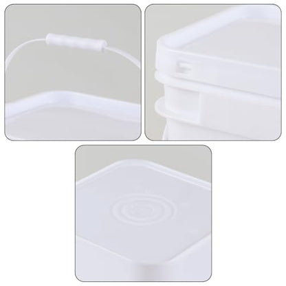 3 Gallon Plastic Square Storage Bucket, 4 Packs Food Grade Buckets with Lid, Utility Pail, White - size: 3 Gallon