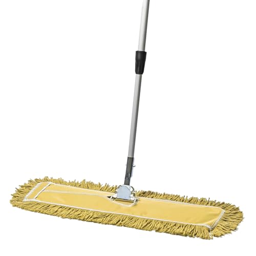 24 Inch Yellow Commercial Dust Mop & Floor Sweeper with Extendable Handle – Mop for Hardwood, Tile, and Concrete Floor Cleaning - color: Yellow, size: 24 X 5 Inch