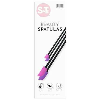 S&T INC. Makeup Spatula, Large and Mini Silicone Spatula Set for Cosmetics, Shampoo, Hair Care, and Skin Care Products, 4 Piece Set, Pink/Purple - color: Pink/Purple, size: 4 Pack