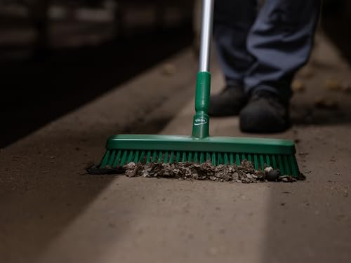 Vikan 31759 16" Heavy-Duty Push Broom, Soft/Stiff, Black - color: Black