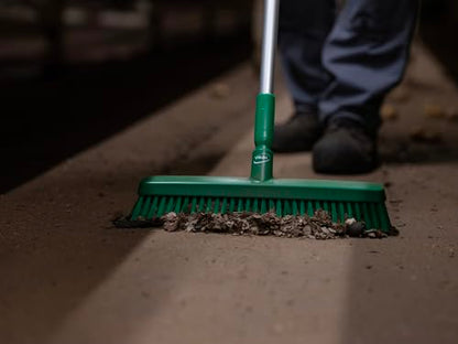Vikan 31759 16" Heavy-Duty Push Broom, Soft/Stiff, Black - color: Black