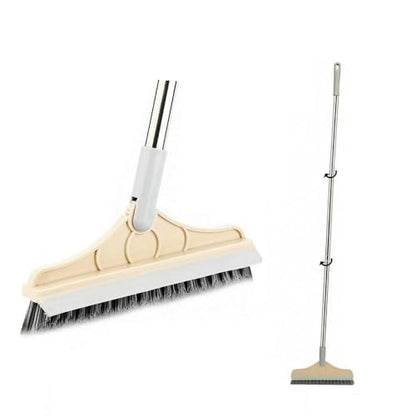 2 in 1 Cleaning Floor Scrub Brush Floor Brush Scrubber New Upgraded 53.5" Long Handle Grout Brush Scrape V-Shape Stiff Bristle Cleaning Brush with Squeegee 120°Rotating Tile Brush for Bathroom - color: Gray
