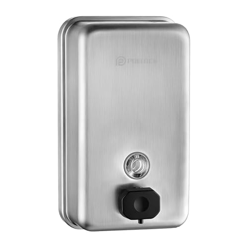 Commercial Soap Dispenser Wall Mounted, 37oz Stainless Steel Hand Soap Dsipenser, Liquid Manual Anti-Leak Pump Soap Dispenser, Rust-Proof Lining Liquid Hand Sanitizer Dispenser for Bathroom - color: Blk-1618-1100