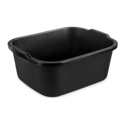 18 Quart Plastic Dishpan, Black Multi-Purpose Wash Basin Tub for Kitchen, Sink, Laundry, Cleaning Tasks