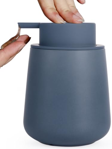 INGOFIN Ceramic Lotion Dispenser - 12oz Refillable Liquid Hand Soap Dispenser Bathroom, Modern Dish Soap Dispenser with Pump for Kitchen, Matte Blue - color: Matte Blue-liquid