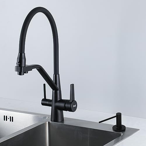 Gappo Upgraded Matte Black Soap Dispenser for Kitchen Sink, Stainless Steel Countertop Pump, Built in Sink Soap Dispenser with 47" Extension Tube kit - color: Matte Black