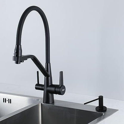 Gappo Upgraded Matte Black Soap Dispenser for Kitchen Sink, Stainless Steel Countertop Pump, Built in Sink Soap Dispenser with 47" Extension Tube kit - color: Matte Black