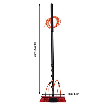 Water Fed Pole Kit 20ft Solar Panel Cleaning Brush with 210° Rotatable Brush Head & 23ft Hose Telescopic Window Cleaning Poles Outdoor Windows Cleaner Cleaning Brushes for Window Glass, Roof