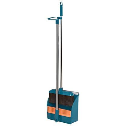 42.7'' Broom with Dustpan Combo Set, House Warming Gifts New Home, Dust pan and Broom Set, Long Handle Broom with Stand Up Dustpan Combo Set for Office Home Kitchen Lobby Floor Use (Green) - color: Green