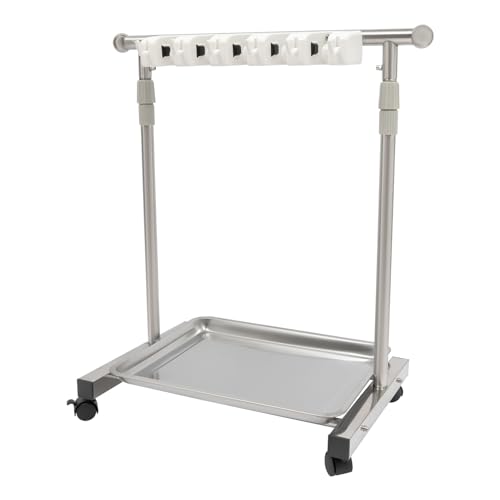 Broom mop Holder, Movable Put Wet Mops Floor Standing Cleaning Tool Rack, Stainless Steel Cleaning Supplies Organizer for Schools Hospitals Factories Hotels Restaurant, 6 Hook and 5 Slots