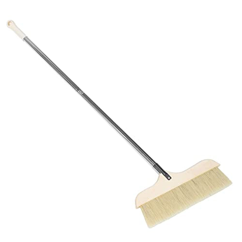 Indoor Outdoor Dust Mop Soft Bristle Cleaning Brush Collapsible Handle - color: Black