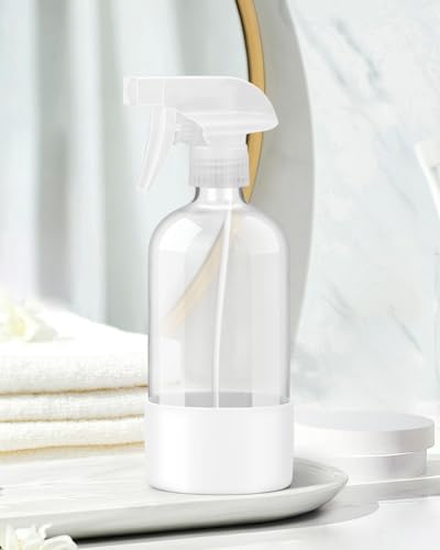 Rionisor Glass Spray Bottles with Silicone Sleeve Protection, Empty 16OZ Reusable Spray Bottles, Refillable Containers with Spray Nozzles for Cleaning Solutions, Plants and Essential Oils 1 Pack White - color: White, style: 1 Pack