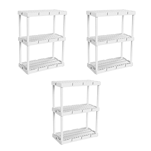 Gracious Living 3 Pack Light Duty Storage Shelves, Knect-A-Shelf 3-Shelf Ventilated Shelving Rack Organizer for Home, Garage, Basement, Laundry, White - color: 3 Shelf - White, size: 3 Pack