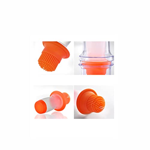 2Pcs Oil Bottle Brush Set With Thick Glass Bowl Silicone Oil Dispenser Barbecue Sauce Brush Mushroom Paste Brush Turkey Baster Pastry Brush No Smell Oil Container For Cooking，Camping，Travel - color: Orange