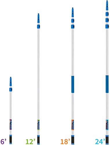 Unger Professional Connect & Clean 3’-6’ Aluminum Telescopic Extension Pole with Locking Cone & Quick-Flip Clamp – Compatible with Cleaning Tool Attachments, Window Cleaning & Dusting Tool (Pack of 2) - size: 3 - 6 Foot (Pack of 2)