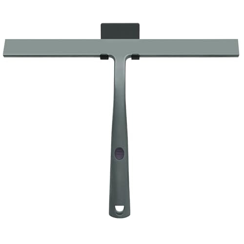 14 Inch Silicone Shower Squeegee for Glass Doors with Hook - Streak-Free Window Cleaner for Bathroom, Mirror, Tile & Car, No Scratch Squeegee with Metal Core (Gray - color: 14 Inch Gray