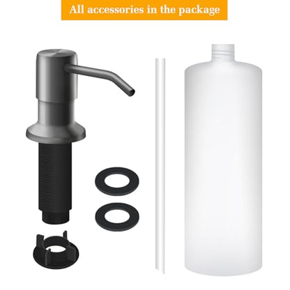 Soap Dispenser for Kitchen Sink, Built in Sink Soap Dispenser Lotion Dispenser with 17 OZ Bottle, Refill from The Top Bar Sink Soap Dispenser, Gray - color: Gray 01, size: Comes with 17 OZ Bottle
