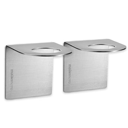MAISONOVO Adhesive Soap Holder | Shampoo Bottle Holder Set of 2 - Silver | Soap Bottle Holder | Wall Mounted Soap Holder | Soap Dispenser Holder - color: Soap Dispenser Mount Set of 2 | Silver