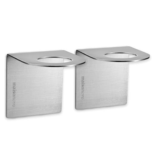 MAISONOVO Adhesive Soap Holder | Shampoo Bottle Holder Set of 2 - Silver | Soap Bottle Holder | Wall Mounted Soap Holder | Soap Dispenser Holder - color: Soap Dispenser Mount Set of 2 | Silver