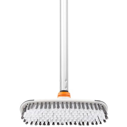 Superio Deck Scrub Brush with Long Handle, Heavy Duty Stiff Bristles Grout Scrubber with Scraper - Cleans Hot Tub, Swimming Pool, Granite Tiles, Bathroom, Patio, Kitchen, Wall and Deck (3 Part Handle) - size: 3 Part Handle