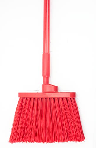 SPARTA 41083EC05 Plastic Color Coded Broom, Unflagged Bristles, Long Broom With Angled Head For Small Debris Cleaning, 56 Inches, Red - color: Red