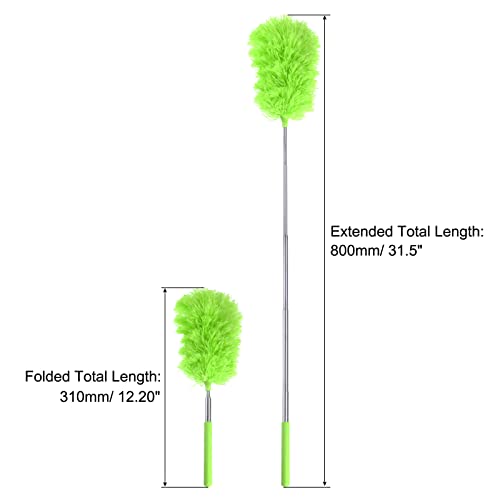 MECCANIXITY Microfiber Cleaning Duster, 12 to 31.5 Inch Washable Extendable Brush Flexible Feather Duster for Window Furniture, Green - color: Green