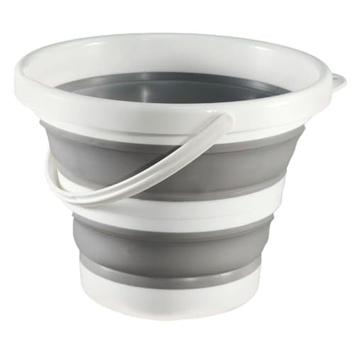 Collapsible Bucket 1.3 Gallon 5L Water Bucket for Cleaning Foldable Portable Plastic Mop Bucket with Handles Indoor Household Outdoor Car Wash Camping Fishing - color: Gray, size: 5L