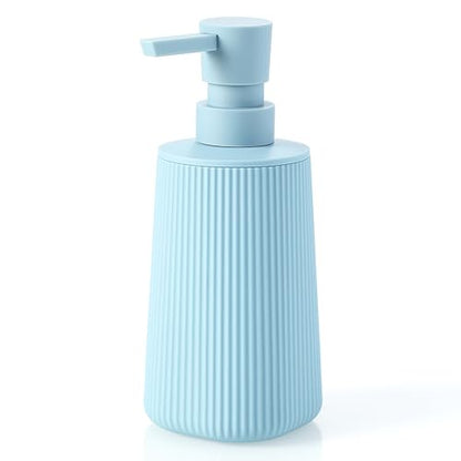 Small Soap Dispenser for Bathroom and Kitchen, Modern Farmhouse Striped Style Plastic Hand Soap Dish Soap Dispenser with Pump Light Blue - color: Light Blue