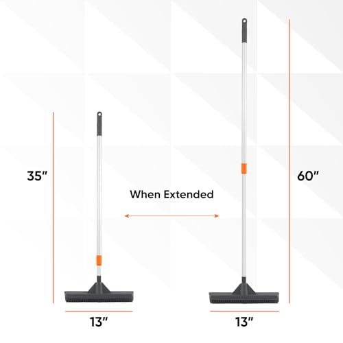 Silicone Window Washer Squeegee Broom, Per Hair Remover, Carpet Cleaning, Car Squeegee, 35"-65" Telescopic Handle - size: Broom - 35"-65" Handle