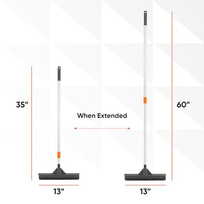 Silicone Window Washer Squeegee Broom, Per Hair Remover, Carpet Cleaning, Car Squeegee, 35"-65" Telescopic Handle - size: Broom - 35"-65" Handle