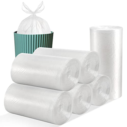 Tebery 300 Counts 8 Gallon Clear Small Garbage Bags Trash Bags, Wastebasket Bin Liners for Bathroom Bedroom Office Trash Can, 6 Rolls - color: 8 Gallon-300pc