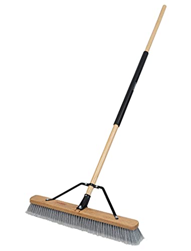 Harper 24 Inch Indoor Smooth-Surface Push Broom with Flagged Bristles for Sand, Saw Dust, Wood Shavings and Pet Hair in Garages, Warehouses, and Workshops - style: Indoor Smooth-Surface Push Broom