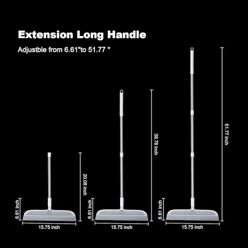 Rubber Squeegee Broom for Floors, 51.77" Long Handle Multi-Surface Magic Multifunction Broom, Pet Hair Remover Scraper for Laminate Carpets, Windows, Mirrors, Rugs, Hardwood, Tile Cleaning - size: X-Large