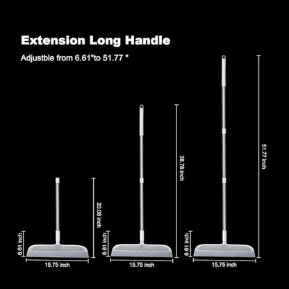 Rubber Squeegee Broom for Floors, 51.77" Long Handle Multi-Surface Magic Multifunction Broom, Pet Hair Remover Scraper for Laminate Carpets, Windows, Mirrors, Rugs, Hardwood, Tile Cleaning - size: X-Large