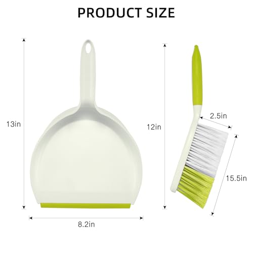 NACENA Dust Pan and Brush Set, Large Hand Broom and Dustpan Set Large Brush and Dustpan Set for Camping Broom and Dustpan Combo for Daily Cleaning Pet Hair Office Home Car, Yellow & Green - color: Yellow & Green