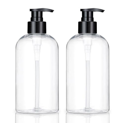Plastic Pump Bottles Dispenser 2 Pack 10oz Clear Refillable Pump Bottle | Empty Pump Bottle with Dispenser Shampoo Conditioner for Shampoo, Liquid Soap, Massage Oil - size: 10oz
