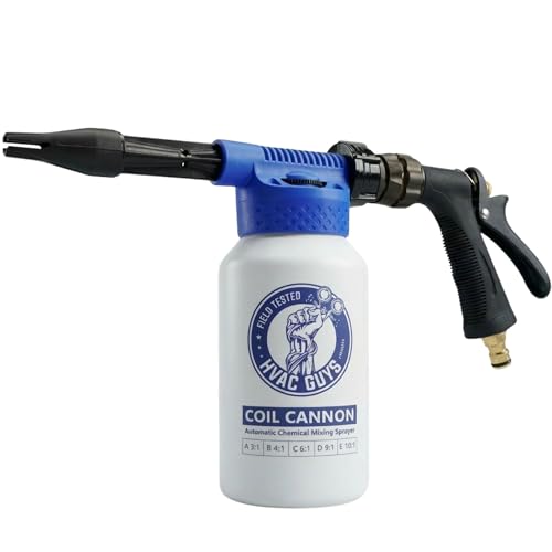 HVAC Guys Coil Cannon | AC Coil Cleaner Automatic Foaming Mixing Sprayer | Compatible with All Cleaners & Chemicals | 5 Dilution Ratios - style: Coil Cannon