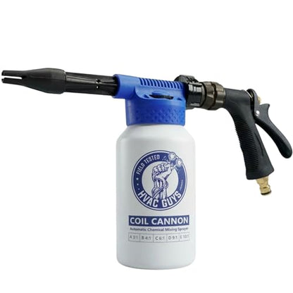 HVAC Guys Coil Cannon | AC Coil Cleaner Automatic Foaming Mixing Sprayer | Compatible with All Cleaners & Chemicals | 5 Dilution Ratios - style: Coil Cannon