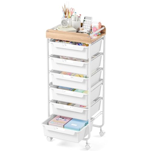 APEXCHASER Utility Cart with 6 Drawers,Rolling Storage Cart for Crafters Artists Kids Teacher Student Storage Arts Crafts & Sewing Study Supplies in Craft Room Dorm Classroom Kids Room-White - color: White, size: 6-Drawers