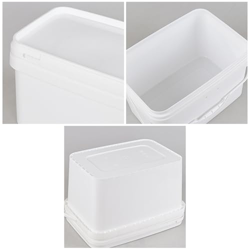 4 Pack 2.6 Gallon Small Buckets with Handle, Rectangular Food Grade Pail with Lid, White